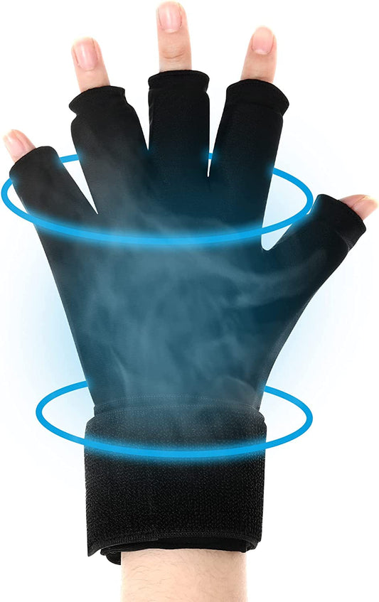 Luguiic Finger Arthritis Compression Ice Glove for Women and Men, Adjustable Wrist Strap Hand Wrist Ice Pack Pain Relief for Arthritis, Carpal Tunnel, Tendinitis Cold&Heat Therapy S Pack of ONE