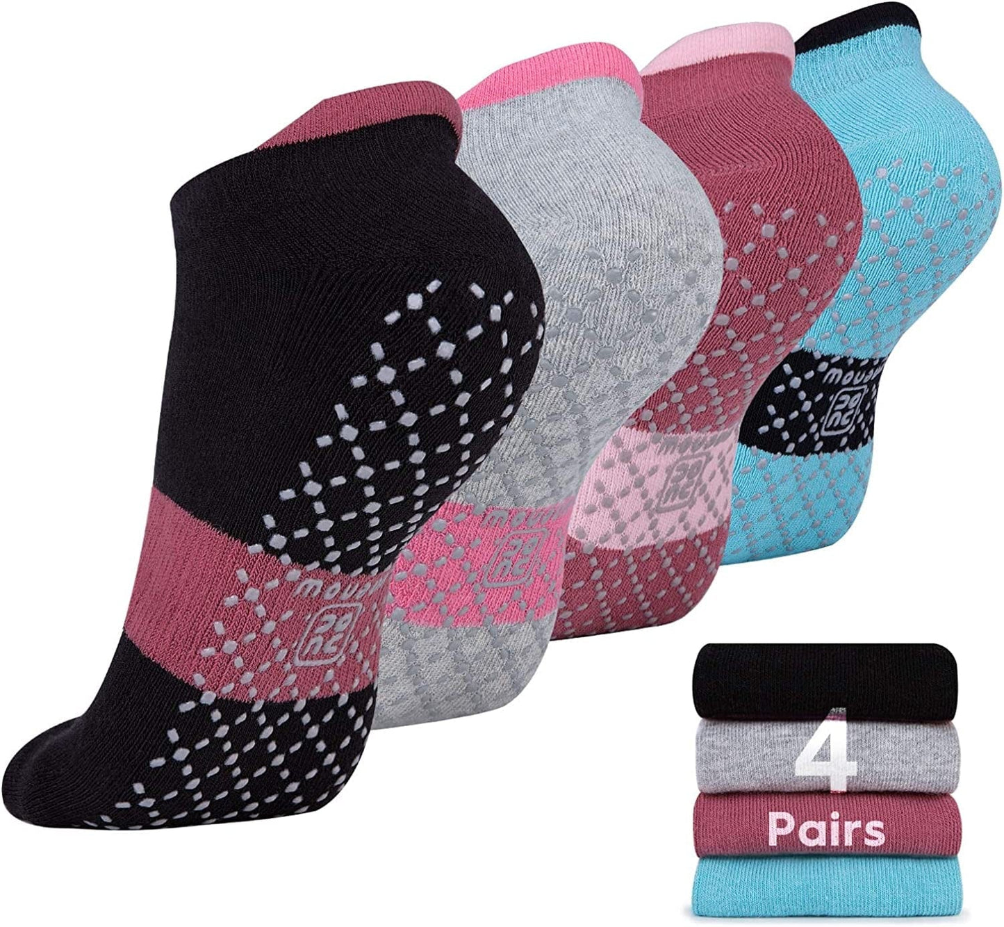 Unenow Unisex Non Slip Grip Socks with Cushion for Yoga, Pilates, Barre, Home & Hospital