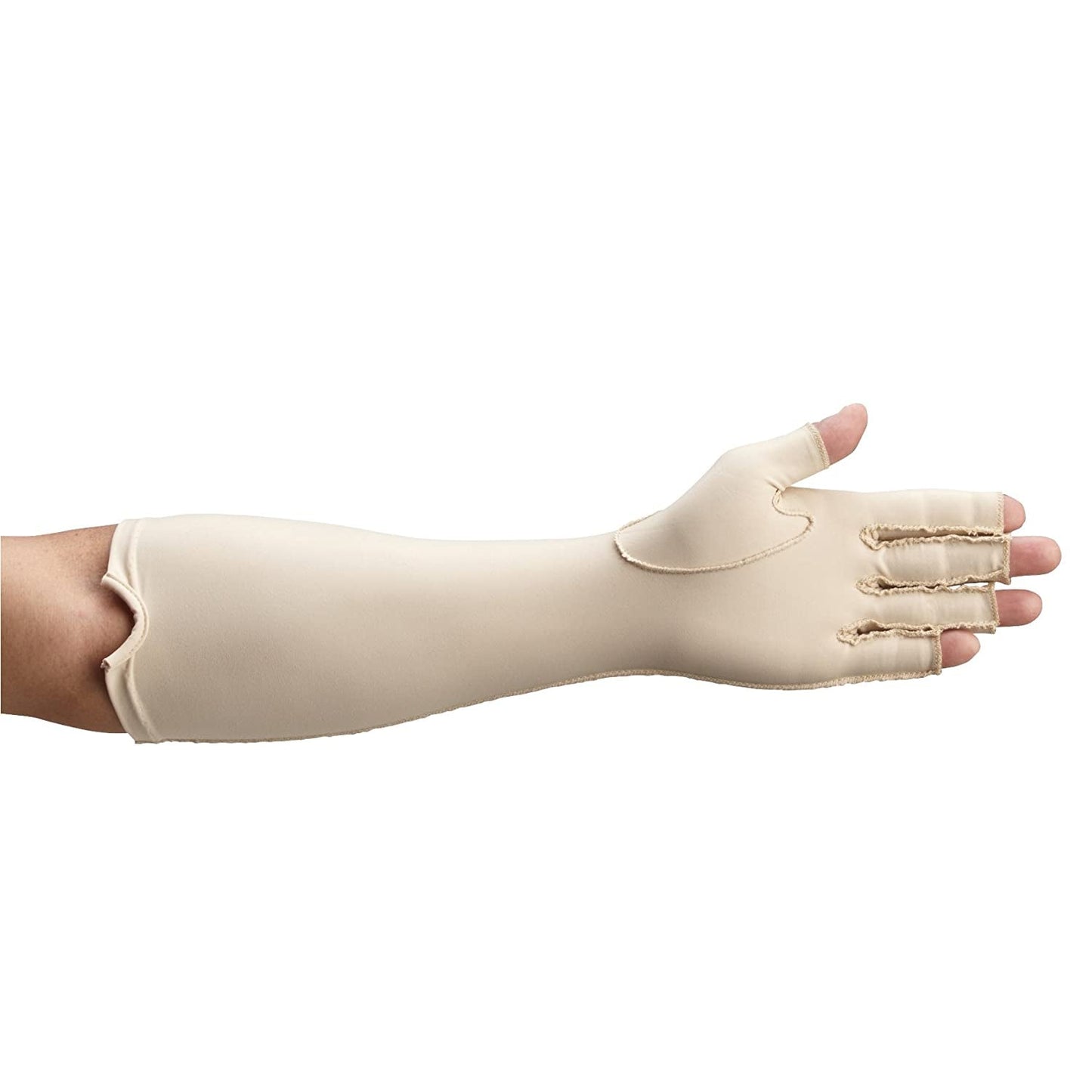 Rolyan 50969 Forearm Length Left Compression Glove, Full Finger Compression Sleeve to Control Edema and Swelling, Water Retention, and Vericose Veins, Covers Fingers to Forearm on Left Arm, Medium