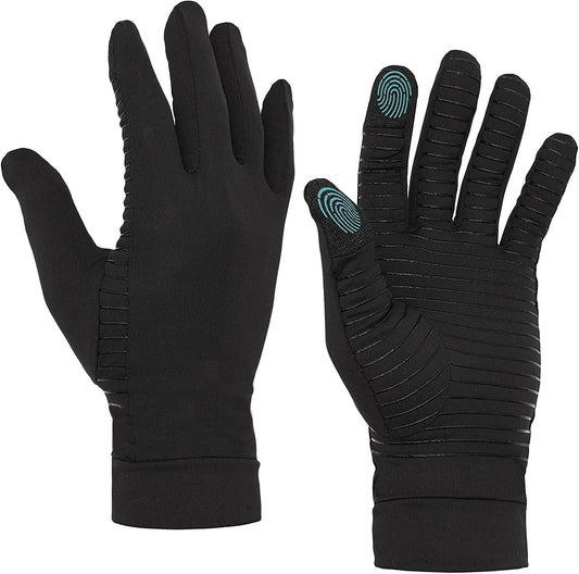 LUCKYBUNNY Copper Infused Compression Arthritis Glove, Women Men Full Finger Touch Screen Typing Glove Hand Support for Carpal Tunnel, Rheumatoid, Neuropathy, Raynauds Pain Relief (Large)