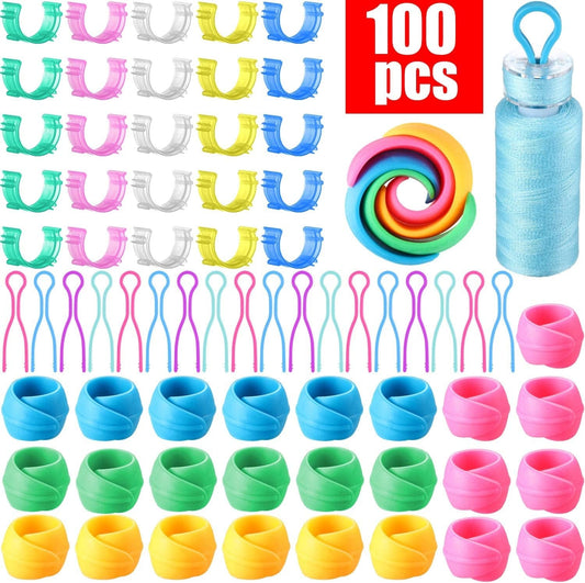 100 Pieces Sewing and Embroidery Bobbin Thread Holders Include 25 Thread Spool Huggers 25 Sewing Bobbin Small Clips and 50 Bobbin Thread Holders for Sewing Machine