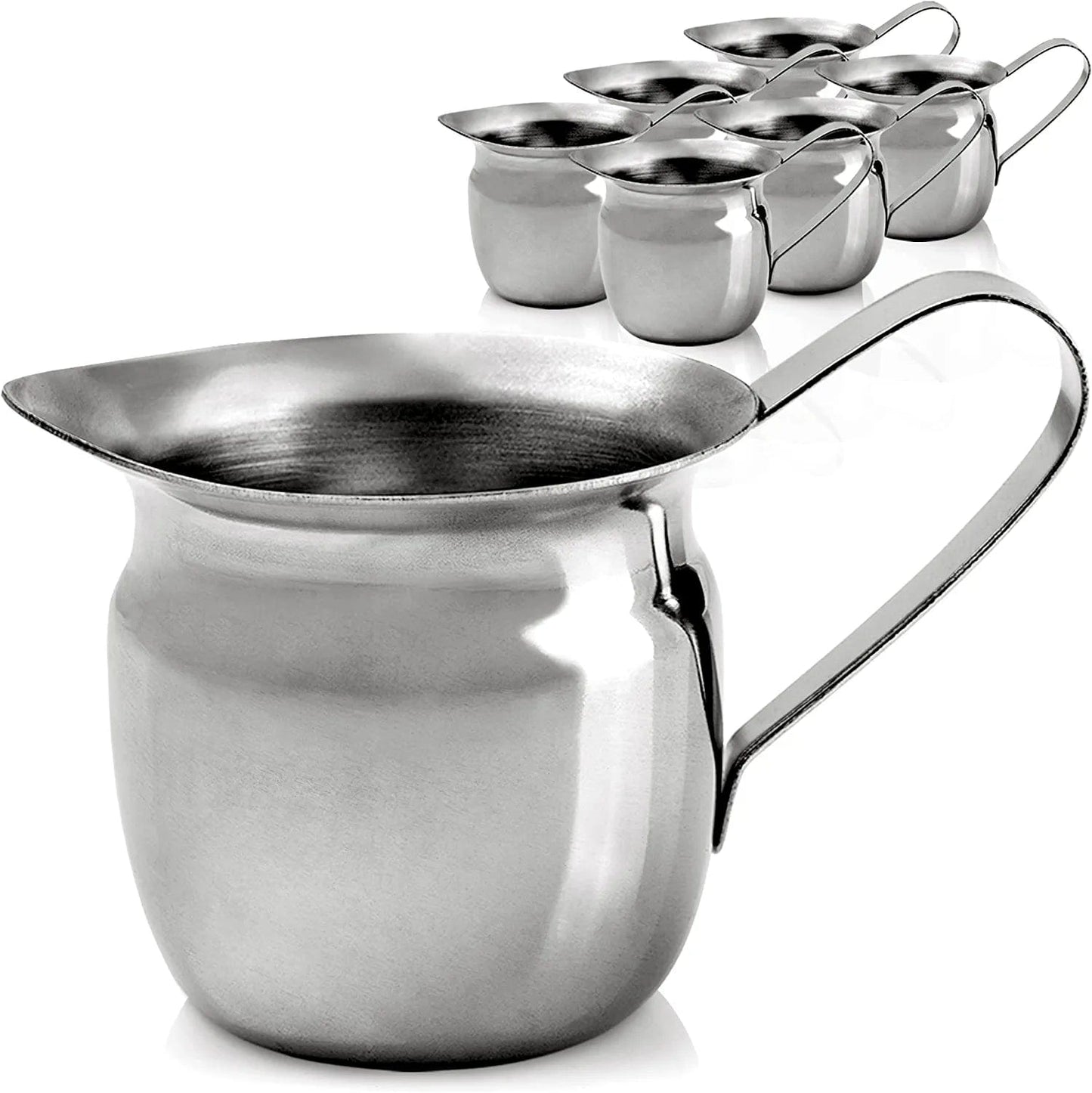 [12 Pack] 3 Oz Creamer Pitcher - Stainless Steel Bell Creamers, Mini Cup Container for Serving Milk, Coffee Cream, Salad Dressing, Maple Syrup, Sugar, Espresso Machine for Restaurant, Cafes, Home Used