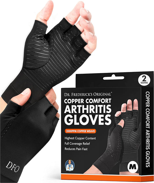 Dr. Frederick'S Original Copper Arthritis Glove - 2 Gloves - Perfect Computer Typing Gloves - Fit Guaranteed - Medium