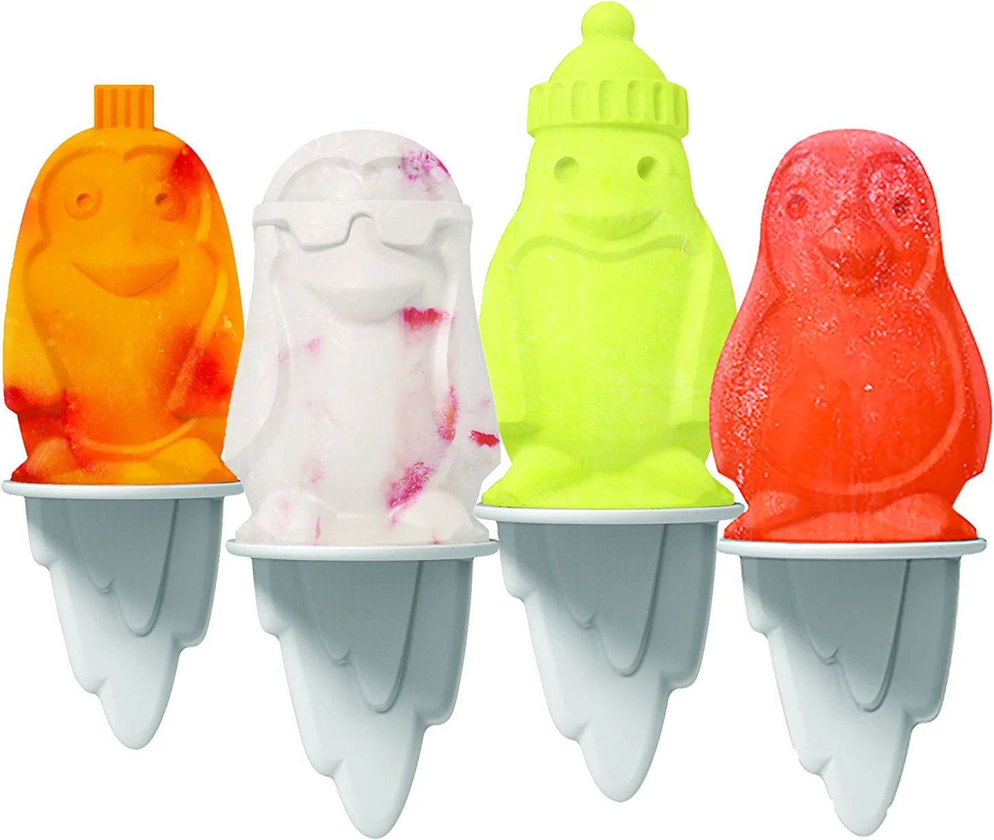 Tovolo Dino Ice Pop Molds, Flexible Silicone, Easily-Removable, Dishwasher Safe, Set of 4 Popsicle Makers with Sticks