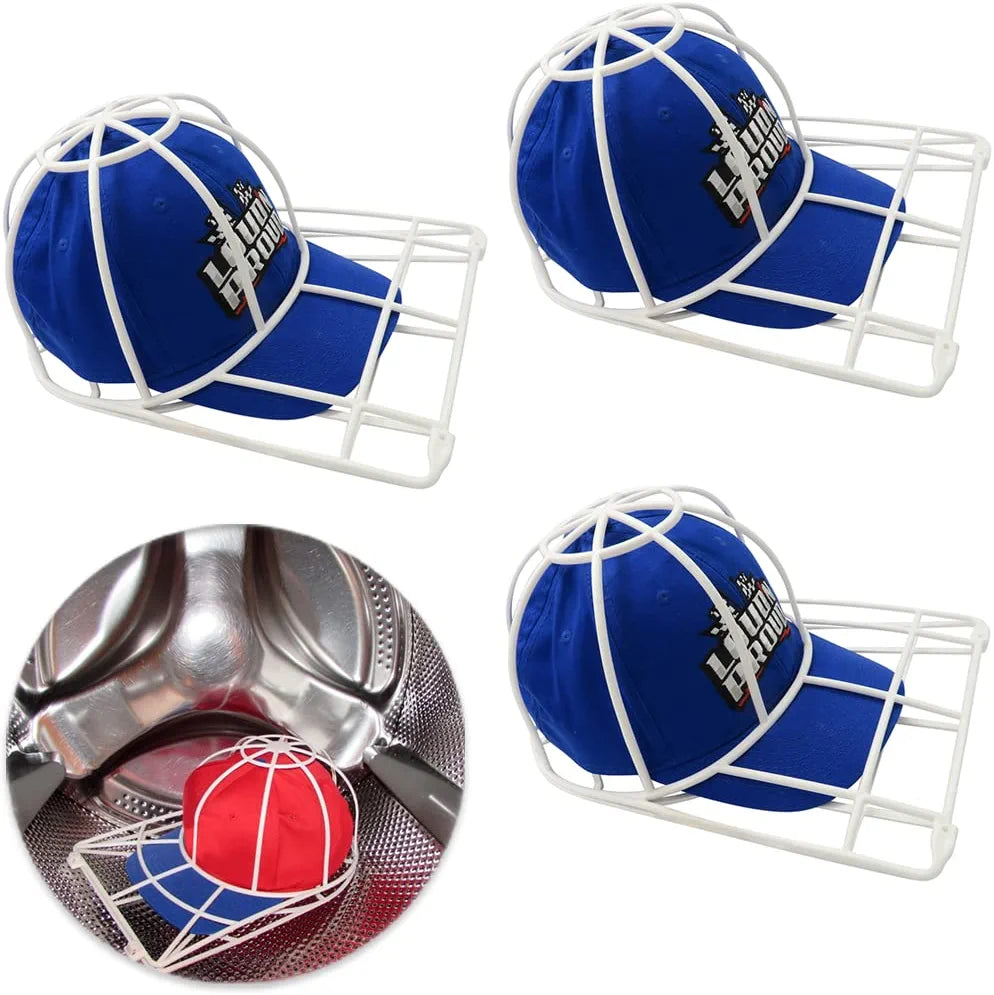 Evelots 3 Pack Baseball Cap/Hat Washer Cleaner/Protector Holder, Sturdy Plastic Frame Cage-Dishwasher/Washing Machine, Hat Shaper/Storage