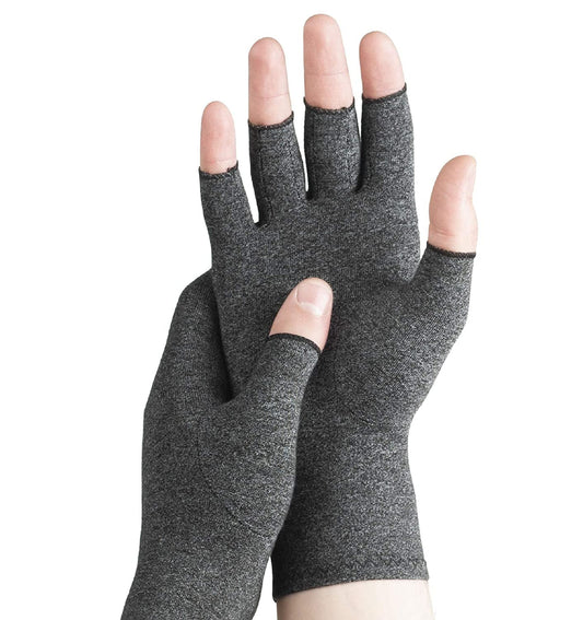 Serenily Arthritis Gloves - Hand Compression Gloves for Women & Men. Ortho Gloves for Carpal Tunnel, Swelling, & Raynauds Syndrome. Comfy Open Finger Glove for Rheumatoid & Osteoarthritis Pain Relief (L)