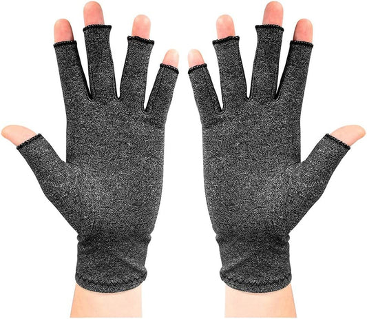 Arthritis Compression Gloves 2 Pair Non Slip Fingerless Gloves Unisex Hand Gloves Support for Wrist Hands Rheumatoid Osteoarthritis Joint Pain Relief Work Fitness (Color : L)