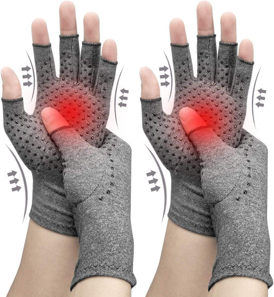 2 Pairs Arthritis Compression Gloves, Relieve Arthritis, Rheumatoid, Osteoarthritis, Carpal Tunnel Pain, Compression Gloves for Arthritis for Women & Men, Anti-Slip Glue Dot Gloves for Work