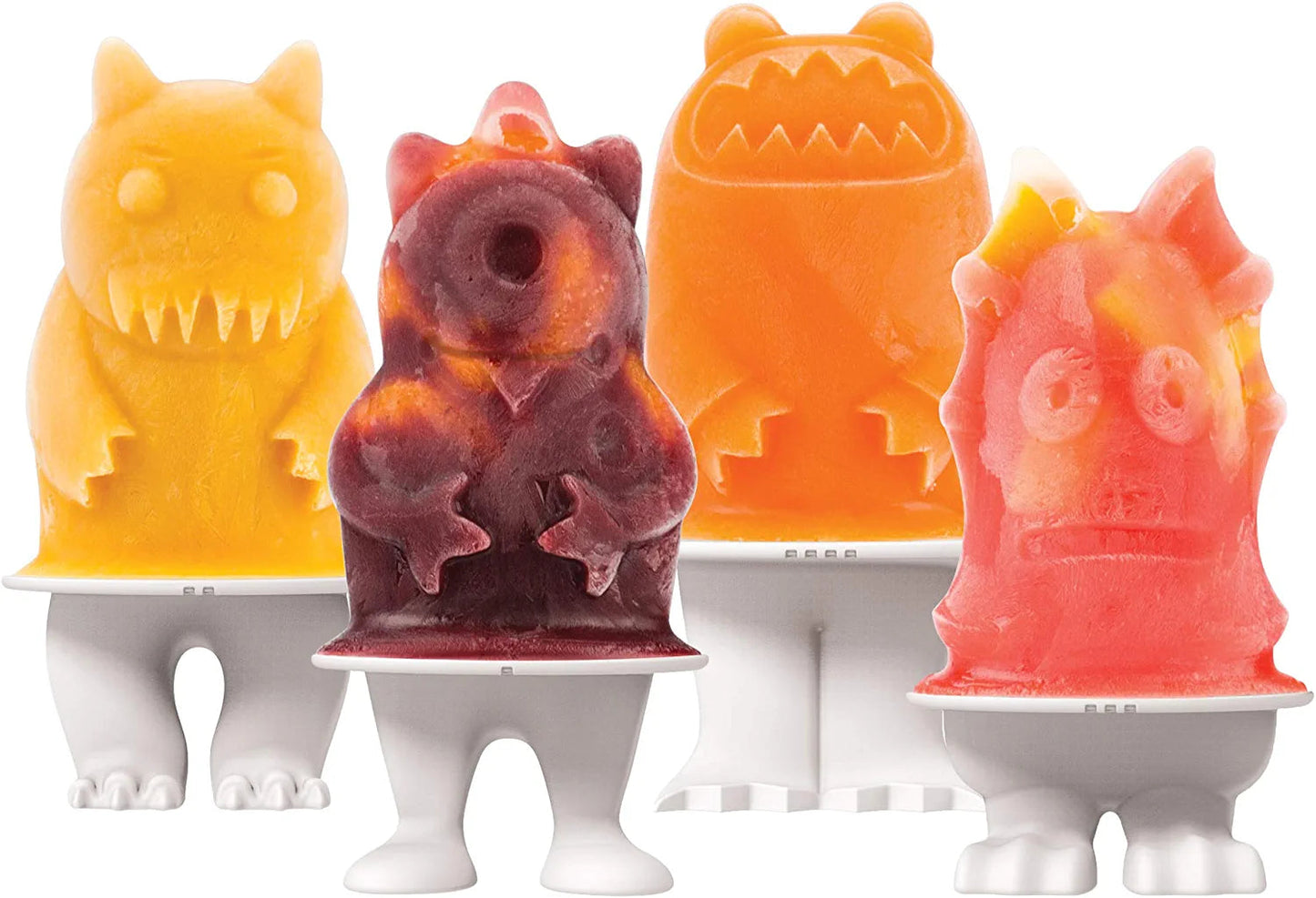 Tovolo Dino Ice Pop Molds, Flexible Silicone, Easily-Removable, Dishwasher Safe, Set of 4 Popsicle Makers with Sticks