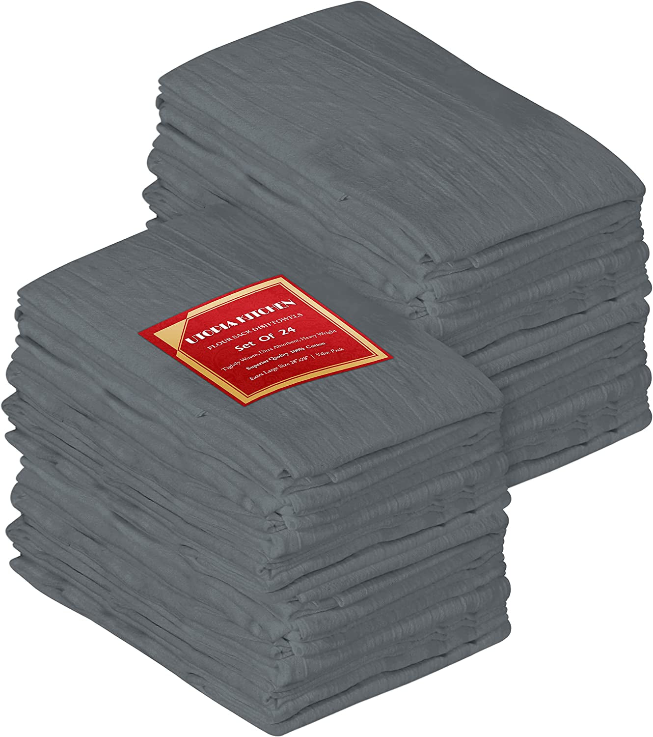 Utopia Kitchen [12 Pack Flour Sack Tea Towels, 28" X 28" Ring Spun 100% Cotton Dish Cloths - Machine Washable - for Cleaning & Drying - Orange