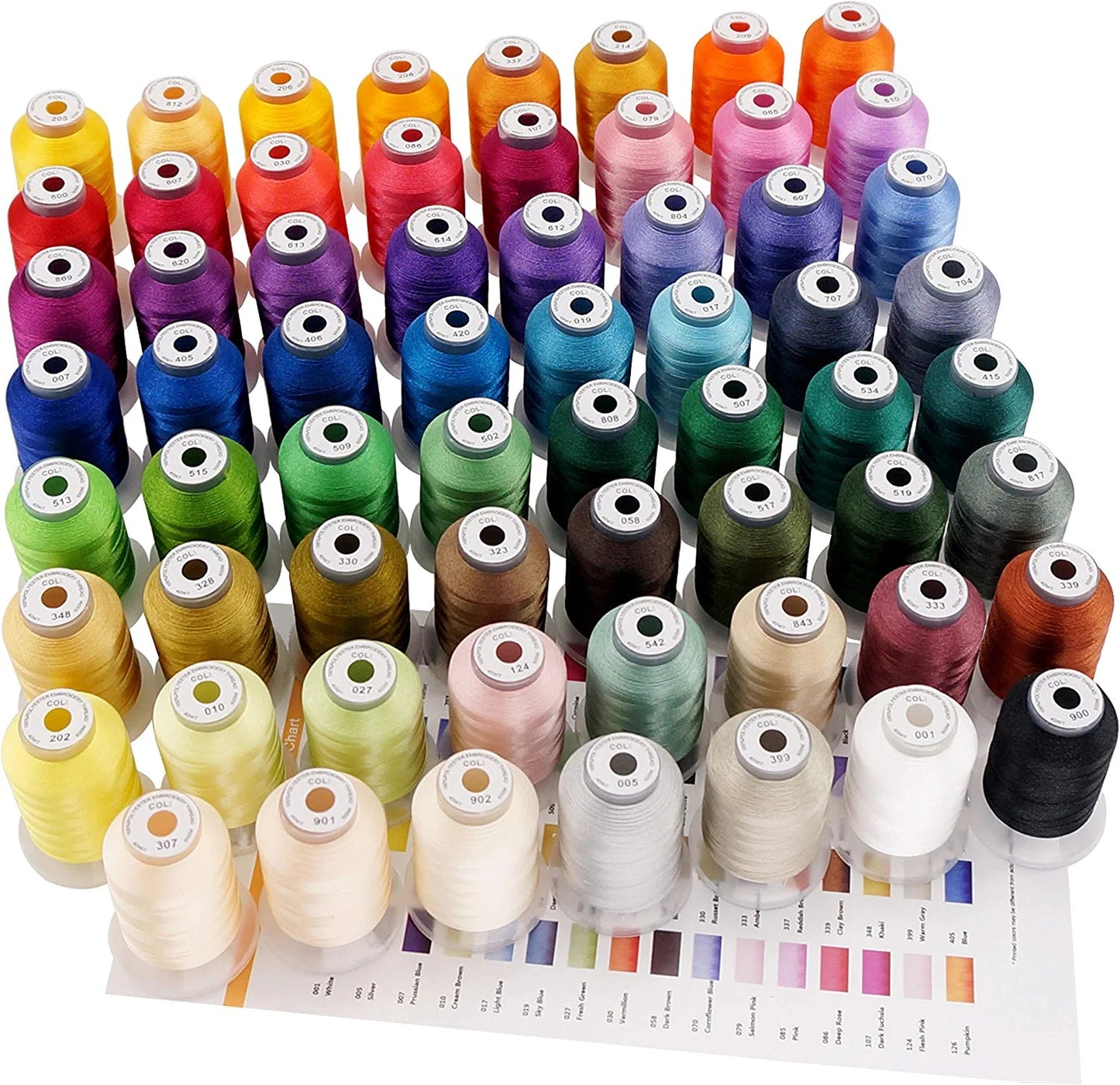 New Brothreads 63 Brother Colors Polyester Machine Embroidery Thread Kit 500M Each for Home-Based Embroidery and Sewing Machine
