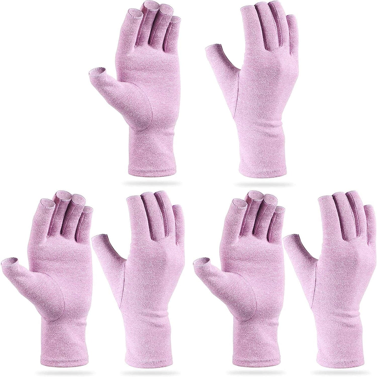 3 Pairs Compression Craft Arthritis Hands Gloves Fingerless Pressure Joint Relief for Quilting Sewing Typing Household Duties