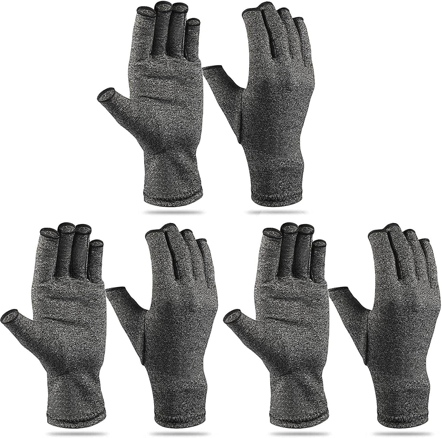 3 Pairs Compression Craft Arthritis Hands Gloves Fingerless Pressure Joint Relief for Quilting Sewing Typing Household Duties