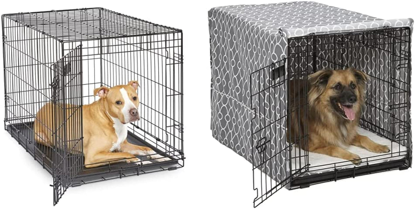 Midwest Homes for Pets Newly Enhanced Single & Double Door Icrate Dog Crate & Privacy Dog Crate Cover Fits Midwest Dog Crates, Machine Wash & Dry