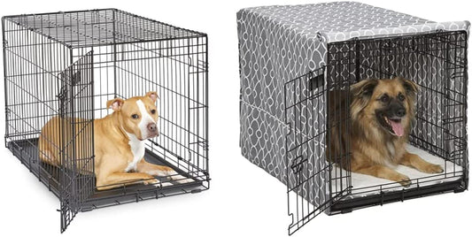 Midwest Homes for Pets Newly Enhanced Single & Double Door Icrate Dog Crate & Privacy Dog Crate Cover Fits Midwest Dog Crates, Machine Wash & Dry