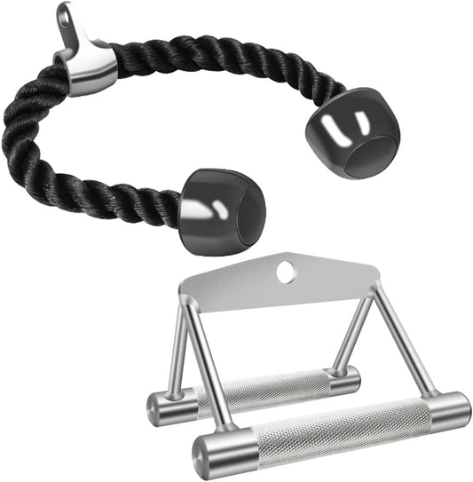 TXMYMW Cable Machine Attachment for Home Gym: Exercise Handle Pull down Rowing Tricep Rope V Shaped Bar Double D Handle Rotating Straight Bar