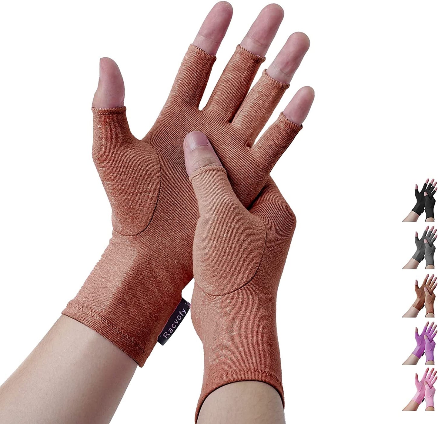 Racvofy Arthritis Gloves, Fingerless Gloves, Relieve Muscle Pain, Comfortable Fit Compression Gloves for Arthritis, Rheumatiod, Tendonitis, Carpal Tunnel Pain, Computer Typing, Dailywork (Grey, S)