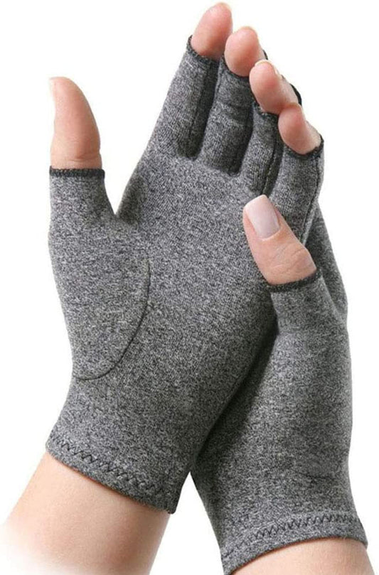 Arthritis Compression Gloves Support and Warmth for Hands Finger Rheumatoid & Osteoarthritis Increase Circulation Reducing Pain Men & Women Open Finger (Grey, S)
