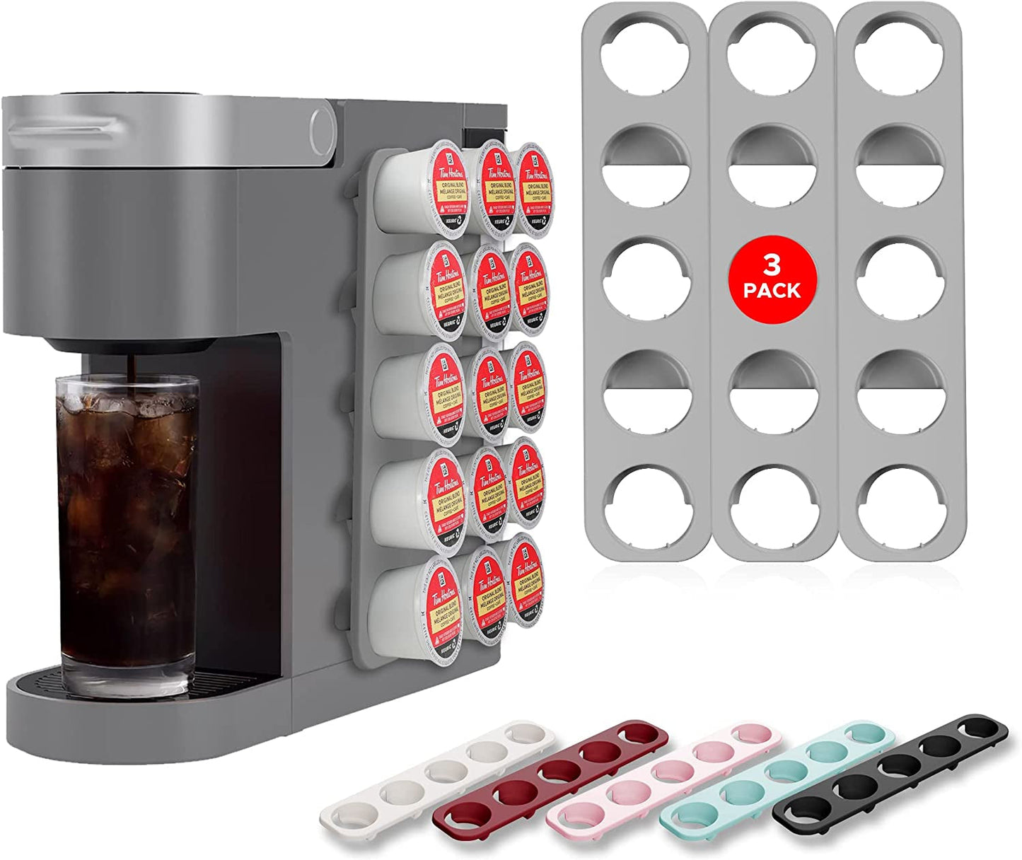 STORAGENIE Slim Kcup Holder, Coffee Pod Storage for Keurig Pods, K Cup Drawer Organizer, 2Pack / for 10 K Cups (Red)