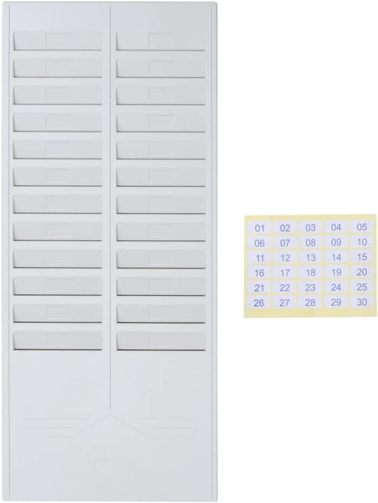 STOBOK Time Card Rack 24 Slot Time Card Rack, 24 Slots Wall Mounted Badge Rack Expandable Stacking Holder for Office Factory Time Card Machine Attendance Recorder Time Clock Card Holder