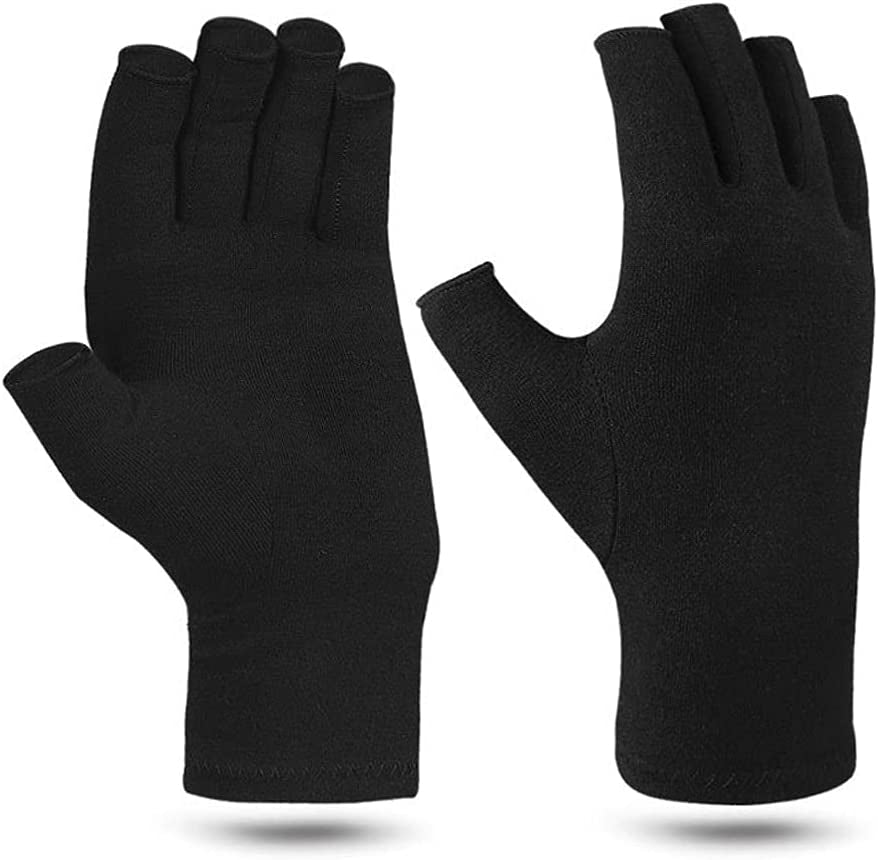 Springs Arthritis Compression Gloves 2 Pair Fingerless Gloves Unisex Hand Glove for Cycling Work Support for Wrist Hands Rheumatoid Osteoarthritis Joint Pain Relief Ease Muscle Tension