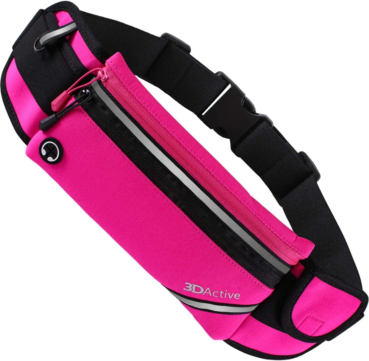 3Dactive Running Belt plus Waist Pack, Water Resistant Runners Belt, Workout Fanny Pack, Lightweight, All-In-One Reflective Running Pouch for Exercise, Iphone, Android and Accessories (Black)