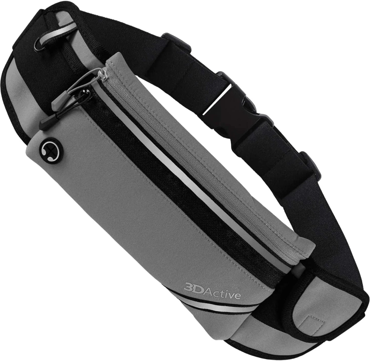 3Dactive Running Belt plus Waist Pack, Water Resistant Runners Belt, Workout Fanny Pack, Lightweight, All-In-One Reflective Running Pouch for Exercise, Iphone, Android and Accessories (Black)