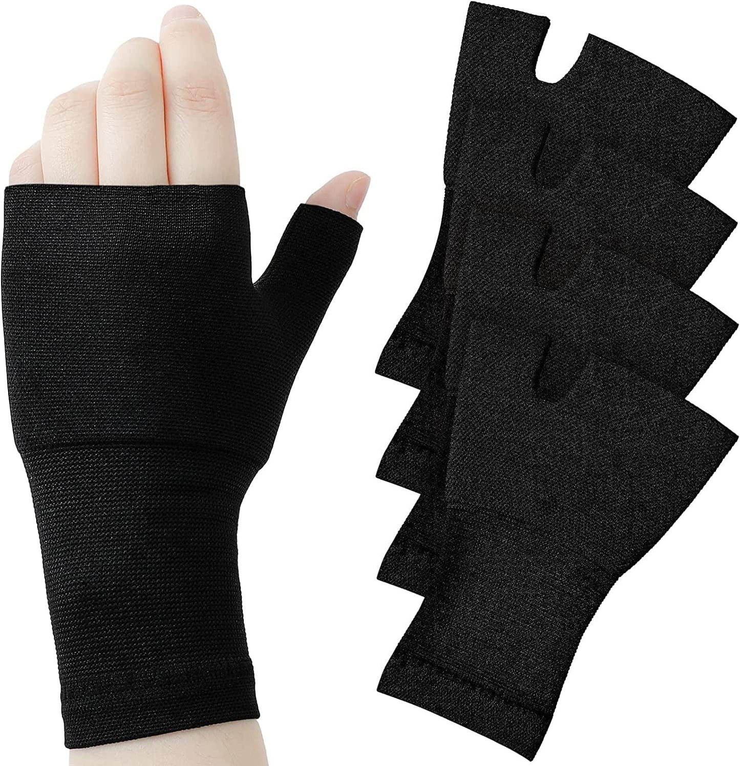 4 Pieces Unisex Wrist Thumb Support Sleeve Fingerless Wrist Gloves Compression Arthritis Gloves Sports Wrist Support Brace for Fatigue Sports Typing (Medium, Medium)