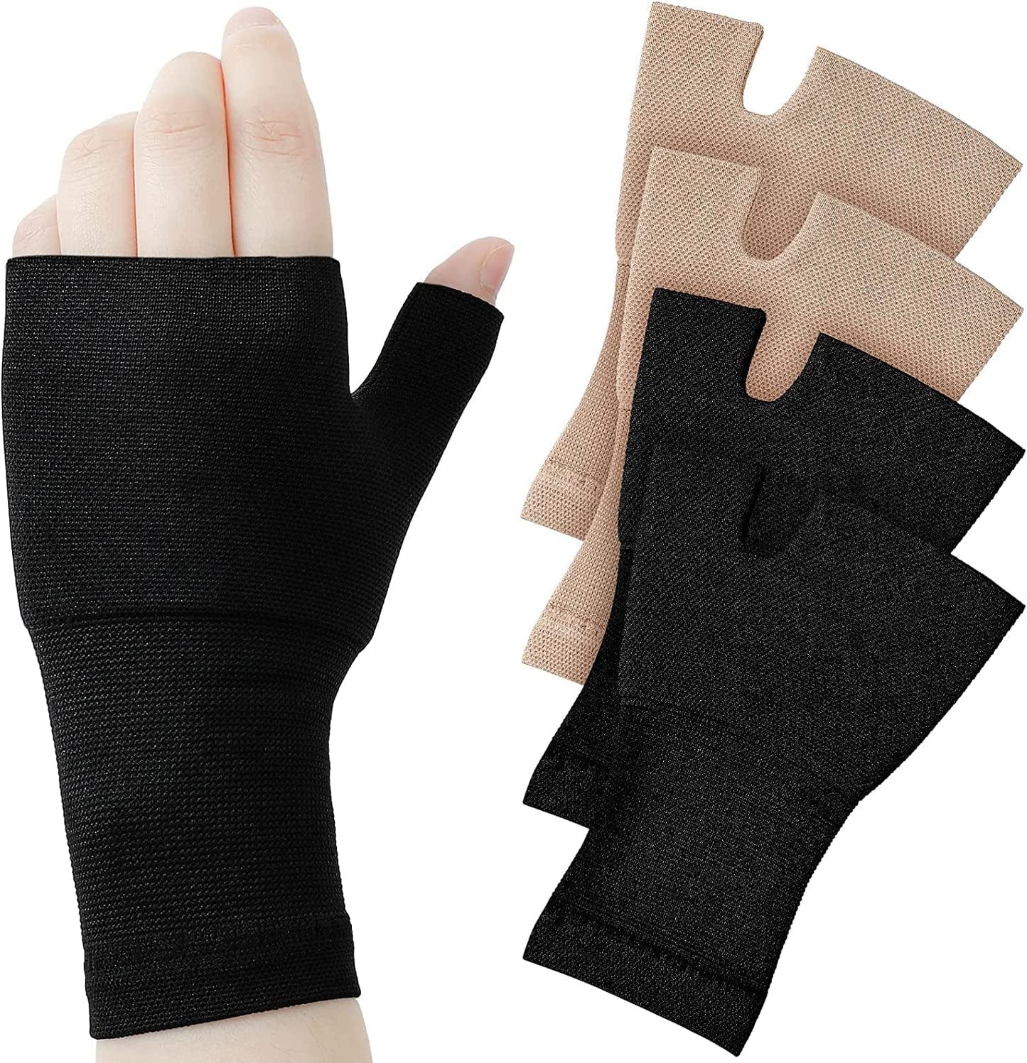 4 Pieces Unisex Wrist Thumb Support Sleeve Fingerless Wrist Gloves Compression Arthritis Gloves Sports Wrist Support Brace for Fatigue Sports Typing (Medium, Medium)