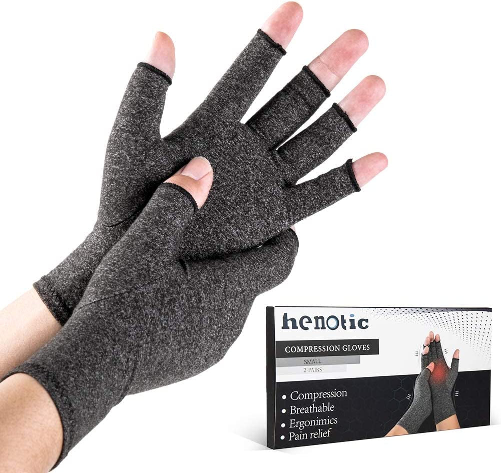 HENOTIC Arthritis Compression Gloves for Women Men, Fingerless Breathable & Moisture Wicking Compression Gloves for Relieving Carpal Tunnel Aches, Rheumatoid Pains, Joint Swell