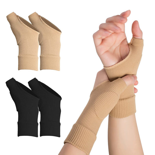 Thumb Arthritis Compression Gloves(2 PAIRS) ,Comfortable Compression Glove with Soft Gel Pads, Lightweight Wrist Support Braces ,Pain Relief , Carpal Tunnel (Beige)