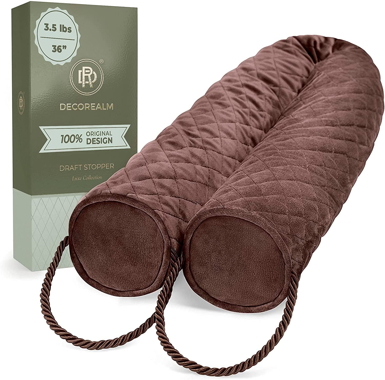 Under Door Draft Stopper – 3.5 Lb Door Draft Blocker Weighted with Ceramic Beads for a Tight Seal – Durable, Machine Washable Velvet Covered Draft Stoppers for Noise, Dust, Energy Savings by DECOREALM