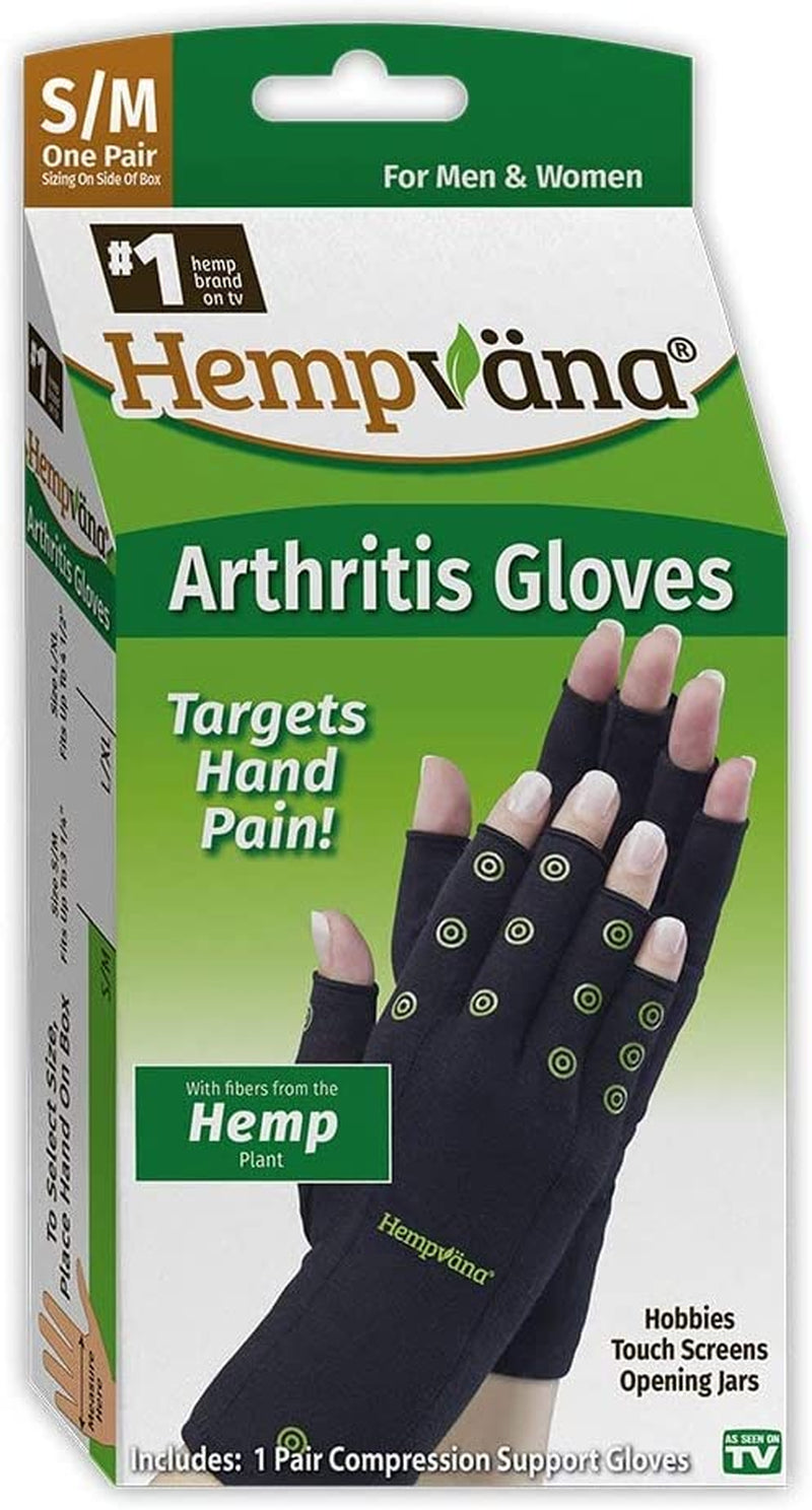 Hempvana Arthritis Compression Gloves - Fingerless Gloves Made with Cannabis Hemp Plant Fibers - Support for Wrist & Hands (S/M)
