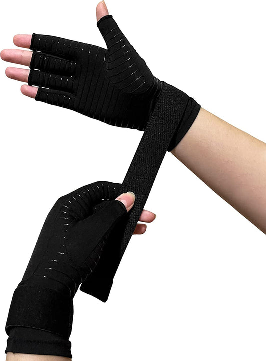 Compression Arthritis Gloves with Strap, Support for Rheumatoid ,Arthritis, Carpal Tunnel, RSI, Tendonitis, Men/Women(S/M))