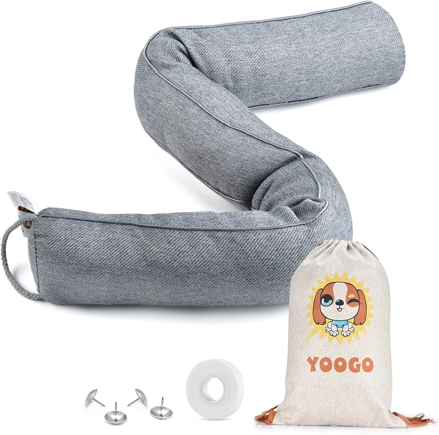 YOOGO Door Draft Stopper - Noise Breeze Cold Air under Door Blocker, Machine Washable Soundproof Draft Guard, Door Snake Draft Stoppers for Bottom of Door, Large Bag (36 in Triangle Water Resistant)