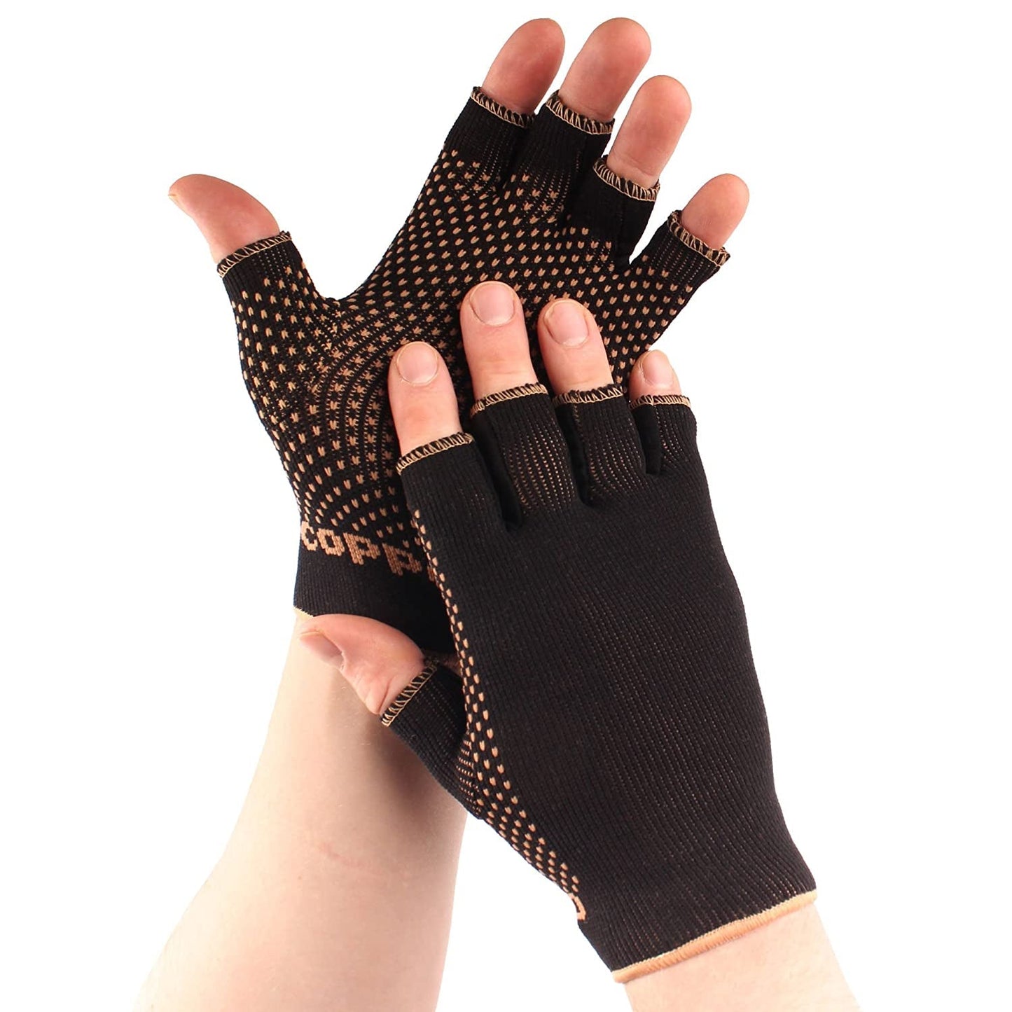 Copper D 1 Pair Black Copper Rayon from Bamboo Copper Compression Gloves for Relief from Injuries, Arthritis, and More or Comfort Support for Every Day Uses, Large Xlarge