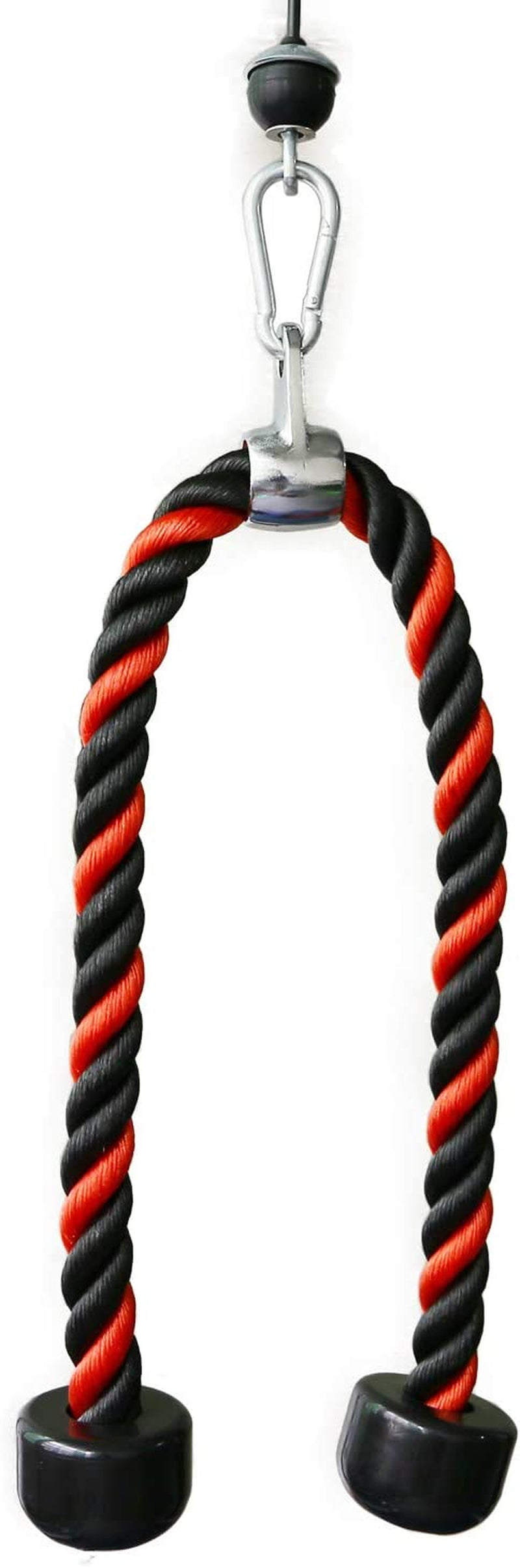 Tricep Rope 27 & 35 Inches 2 Colors Fitness Attachment Cable Machine Pulldown Heavy Duty Coated Nylon Rope with Solid Rubber Ends