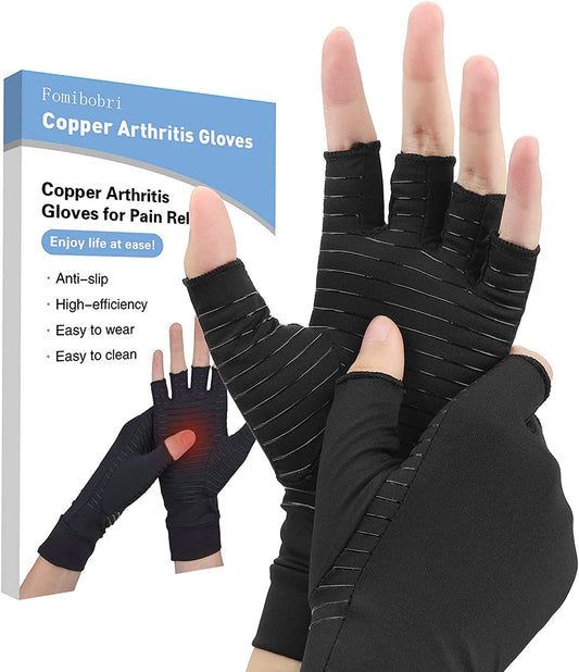 Compression Gloves, Fomibobri Copper Arthritis Gloves Can Relieve Joint Pain, Carpel Tunnel, Rheumatoid Arthritis-X-Large