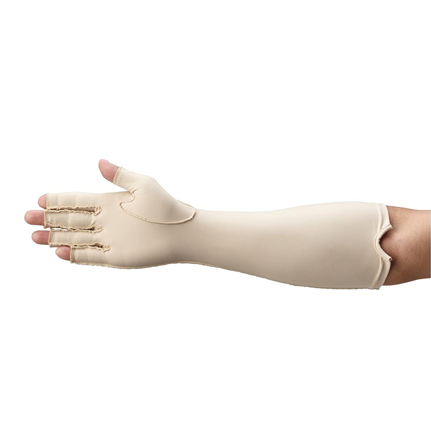 Rolyan 50969 Forearm Length Left Compression Glove, Full Finger Compression Sleeve to Control Edema and Swelling, Water Retention, and Vericose Veins, Covers Fingers to Forearm on Left Arm, Medium