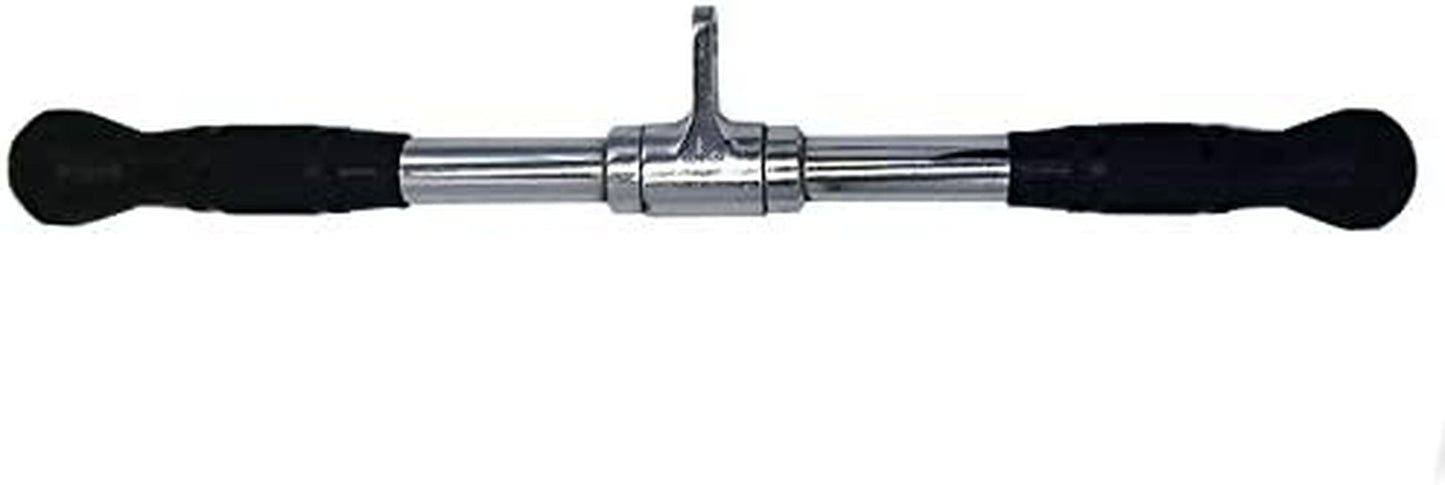 Yuhqc Lat Bar Cable Machine Attachment Curl Pulldown Bar Barbell Revolving Bar, Multi-Exerciser Cable Attachment Bar, Solid Steel Tricep Press down Bar with Rubber Handgrips & Revolving Hanger