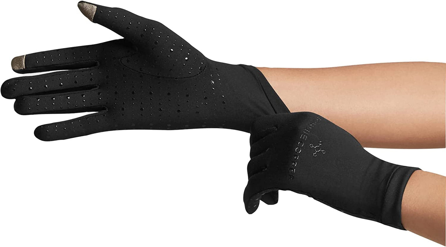 Tommie Copper Core Compression Full Finger Gloves, Unisex, Men & Women, 4D Stretch, Sweat Wicking Breathable Gloves for Hand Stiffness, Swelling & Joint Support