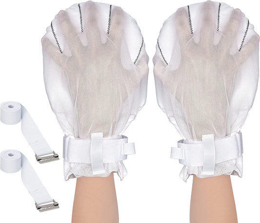 Burlingham'S Breathable Medical Finger Control Mitts - One Size Fits All Hand Restraint Gloves for Elderly & Medical Procedures -Made with Mesh and Padding for Comfort & Protection - 2 Gloves