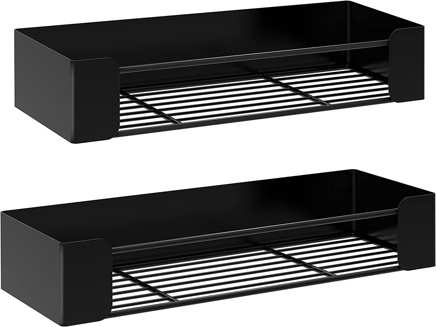 BOIVSHI 2 Pack Magnetic Spice Racks, Moveable Magnetic Organizer for Refrigerator Metal Cabinet and Microwave Oven for Holding Spices Jars Seaoning Bottle, Black