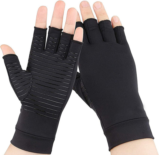 LTXB Fingerless Compression Gloves Copper Arthritis Gloves for Hand Arthritis Pain Relief Copper Glove Carpal Tunnel Relief Gloves