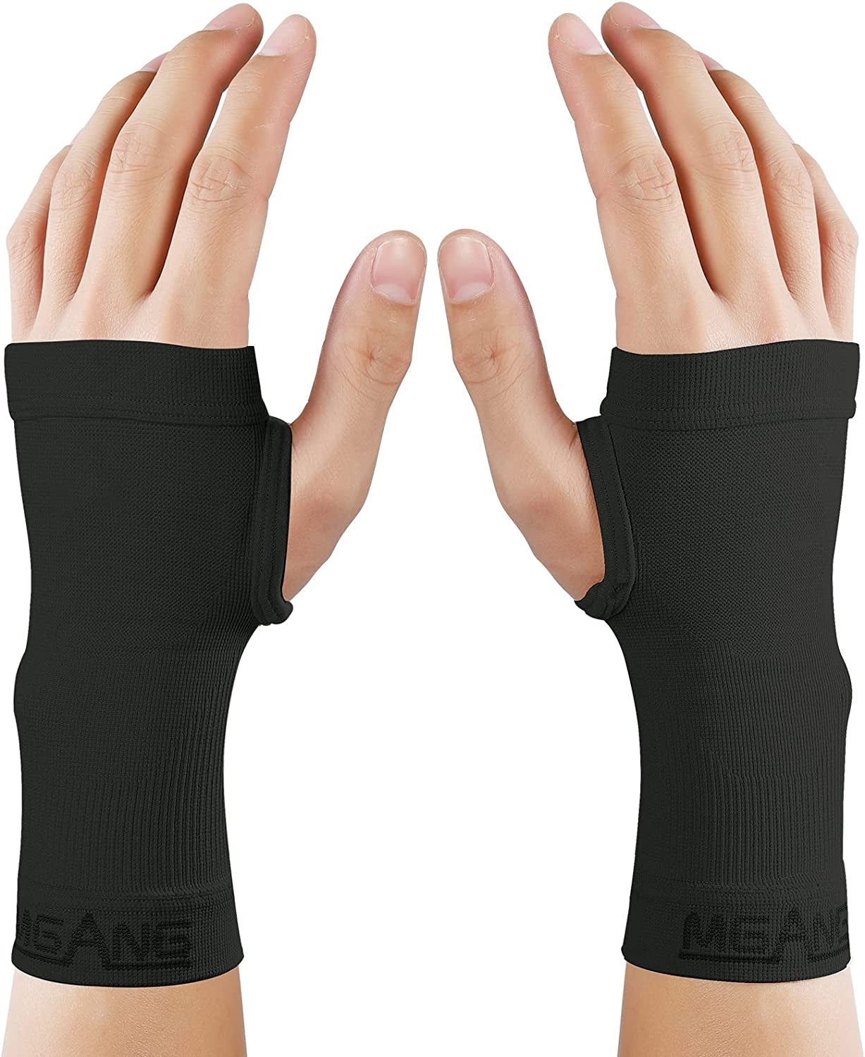 MGANG® Wrist Support Sleeves, 1 Pair Wrist Compression Gloves for Unisex, 20-30 Mmhg Wrist Brace Support for Carpal Tunnel, RSI, Tendonitis, Sprains, Handinstability, Pain Relief, Black S