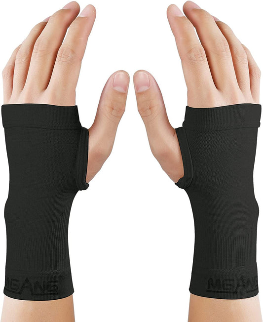 MGANG® Wrist Support Sleeves, 1 Pair Wrist Compression Gloves for Unisex, 20-30 Mmhg Wrist Brace Support for Carpal Tunnel, RSI, Tendonitis, Sprains, Handinstability, Pain Relief, Black S