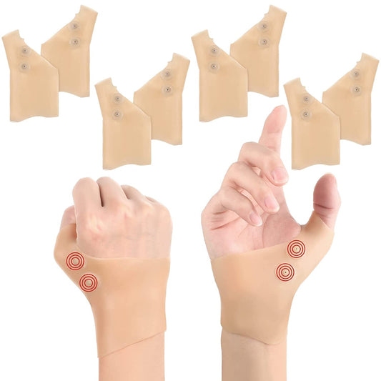 Nuanchu 8 Pieces Gel Wrist Thumb Braces Wrist Hand Thumb Gloves Waterproof Wrist Compression Sleeve Hard Thumb Arthritis Brace for Typing Pain Relief, Men and Women (4 Pairs)