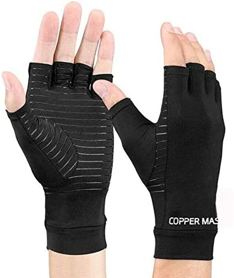 HIGHCAMP Compression Gloves for Arthritis Hands, Copper Infused to Relief Swelling Pain Joints Wrist