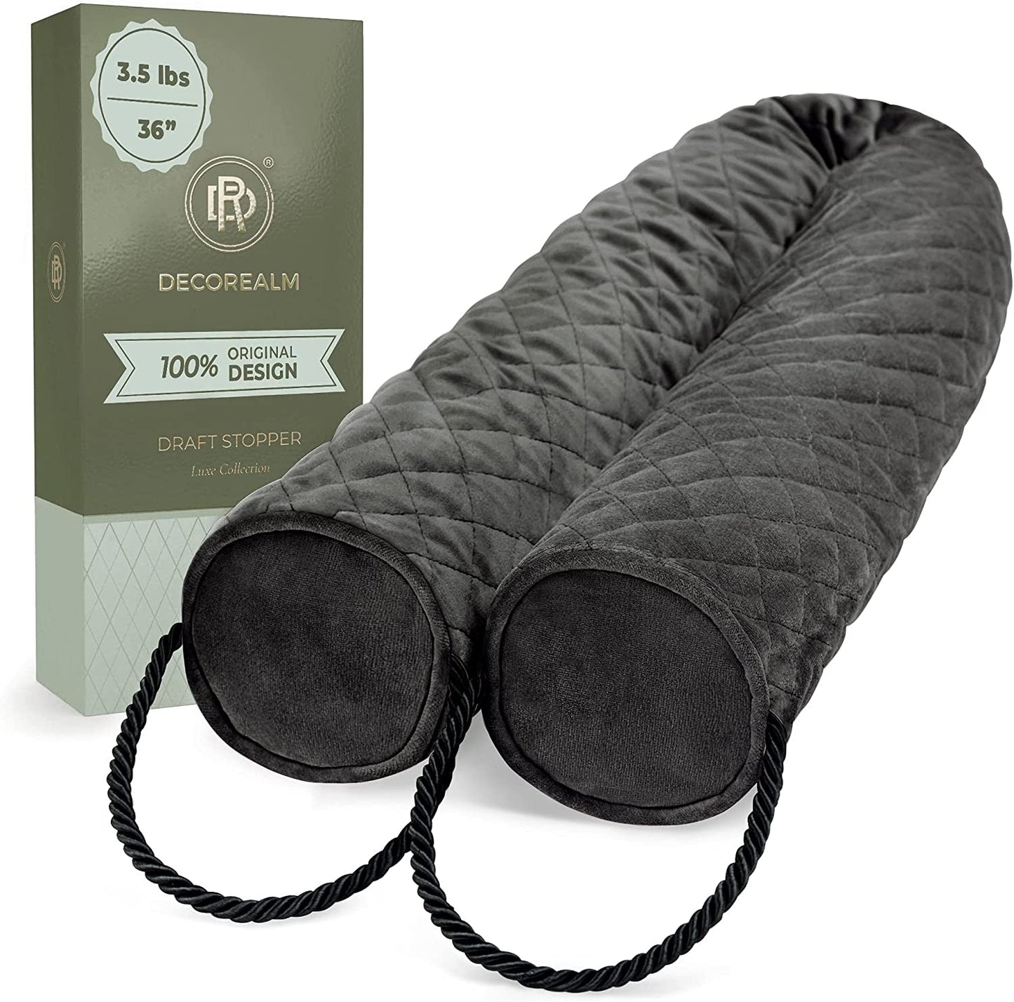 Under Door Draft Stopper – 3.5 Lb Door Draft Blocker Weighted with Ceramic Beads for a Tight Seal – Durable, Machine Washable Velvet Covered Draft Stoppers for Noise, Dust, Energy Savings by DECOREALM