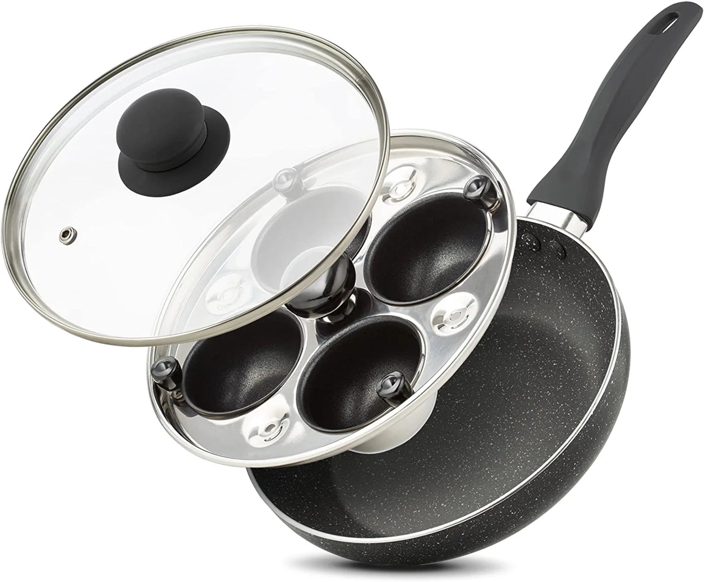 Eggssentials Egg Poacher Pan Nonstick Poached Egg Maker, Stainless Steel Egg Poaching Pan, Poached Eggs Cooker Food Grade Safe PFOA Free with Spatula, Egg Poachers Cookware